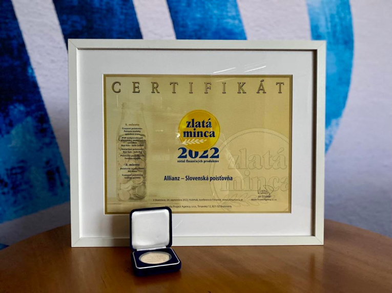 Zlatá minca 2022 certifikát